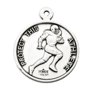 Sterling Silver St. Christopher Football Athlete Medal