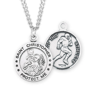 Sterling Silver Saint Christopher Football Athlete Medal