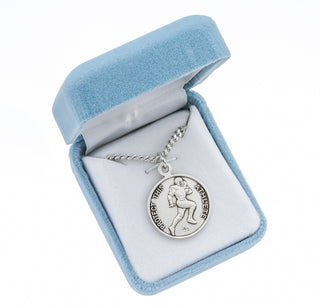 Sterling Silver St. Christopher Football Athlete Medal