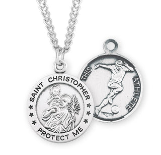 Sterling Silver Saint Christopher Soccer Athlete Medal