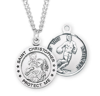 Sterling Silver Saint Christopher Basketball Athlete Medal