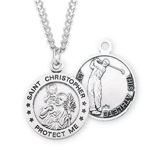 Sterling Silver Saint Christopher Golf Athlete Medal