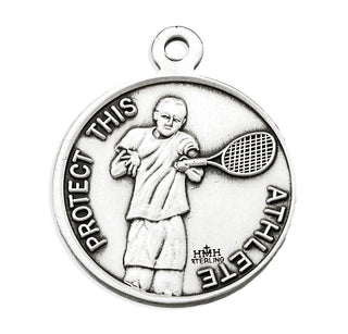 Sterling Silver St. Christopher Tennis Athlete Medal