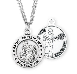 Sterling Silver Saint Christopher Tennis Athlete Medal