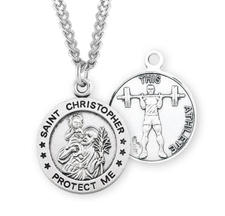 Sterling Silver Saint Christopher Weight Lifting Athlete Medal
