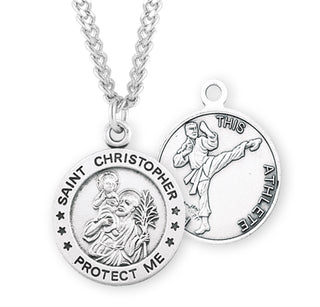 Sterling Silver Saint Christopher Martial Arts Athlete Medal