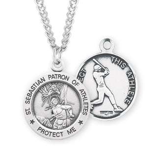 Sterling Silver Saint Sebastian Baseball Athlete Medal