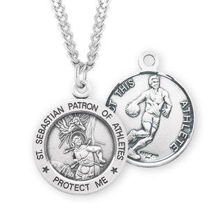 Sterling Silver Saint Sebastian Basketball Athlete Medal