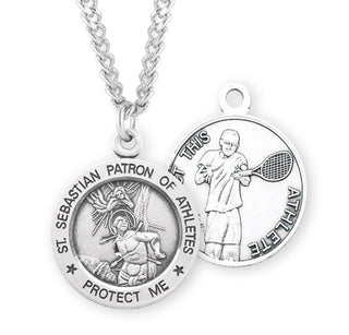 Sterling Silver Saint Sebastian Tennis Athlete Medal