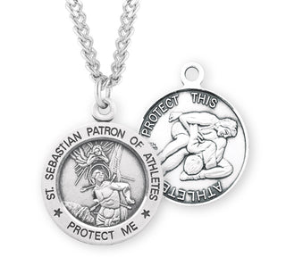 Sterling Silver Saint Sebastian Wrestling Athlete Medal
