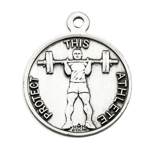 Sterling Silver St. Sebastian Weight Lifting Athlete Medal