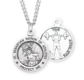 Sterling Silver Saint Sebastian Weight Lifting Athlete Medal