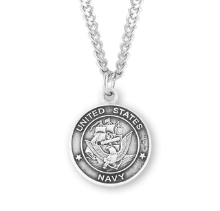 Sterling Silver Navy Medal With St Christopher On Reverse Side