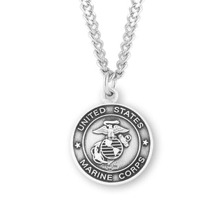 Sterling Silver Marines Medal With St Christopher On Reverse Side