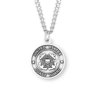 Sterling Silver Coast Guard Medal With St Christopher On Reverse Side