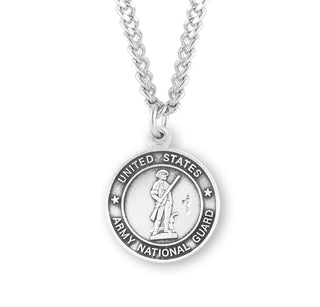 Sterling Silver Army National Guard Medal With St Christopher On Reverse Side