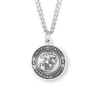 Sterling Silver Marines Medal With St Michael On Reverse Side