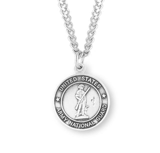 Sterling Silver Army National Guard Medal With St Michael On Reverse Side