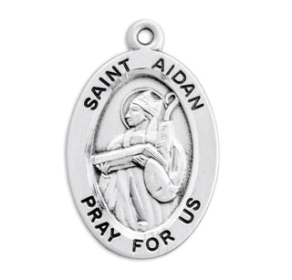 Sterling Silver Oval Shaped St. Aidan Medal