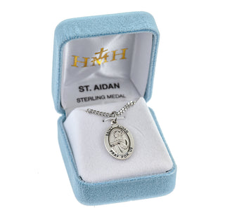 Sterling Silver Oval Shaped St. Aidan Medal
