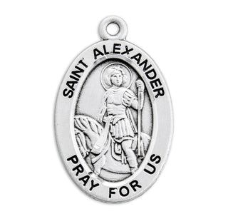 Sterling Silver Oval Shaped St. Alexander Medal