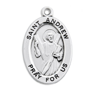 Sterling Silver Oval Shaped St. Andrew Medal