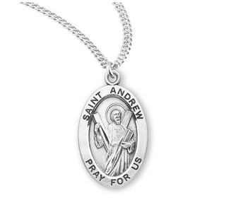 Sterling Silver Oval Shaped Saint Andrew Medal