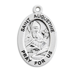 Sterling Silver Oval Shaped St. Augustine Medal