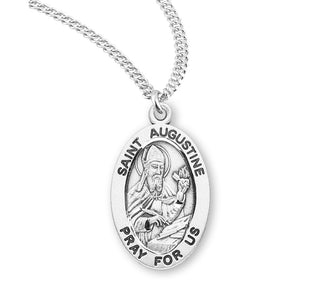 Sterling Silver Oval Shaped Saint Augustine Medal