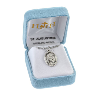 Sterling Silver Oval Shaped St. Augustine Medal
