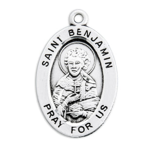 Sterling Silver Oval Shaped St. Benjamin Medal