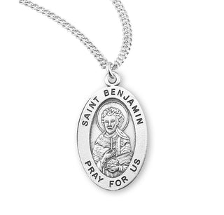 Sterling Silver Oval Shaped Saint Benjamin Medal