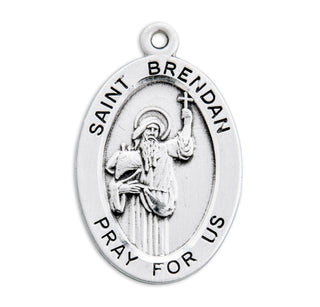 Sterling Silver Oval Shaped St. Brendan Medal