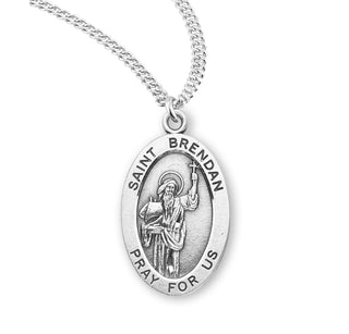 Sterling Silver Oval Shaped Saint Brendan Medal