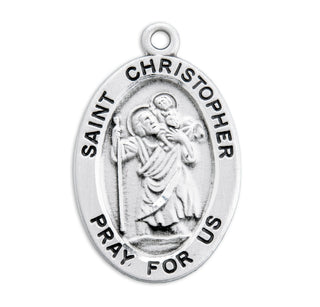 Sterling Silver Oval Shaped St. Christopher Medal