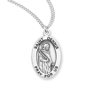 Sterling Silver Oval Shaped Saint Dennis Medal