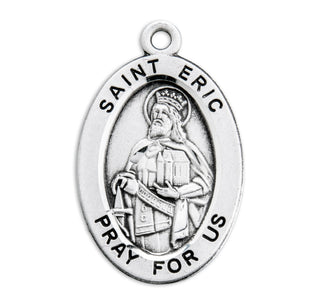 Sterling Silver Oval Shaped St. Eric Medal