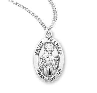 Sterling Silver Oval Shaped Saint Francis Medal - Engravable