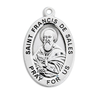 Sterling Silver Oval Shaped St. Francis De Sales Medal