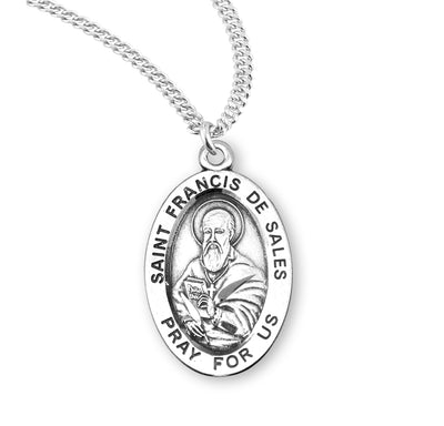 Sterling Silver Oval Shaped St. Francis De Sales Medal