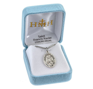 Sterling Silver St. Francis Xavier Medal with 20-inch Chain and Box