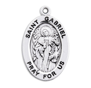 Sterling Silver Oval Shaped St. Gabriel Medal