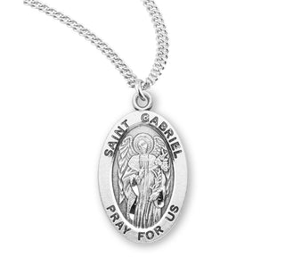 Sterling Silver Oval Shaped Saint Gabriel Medal