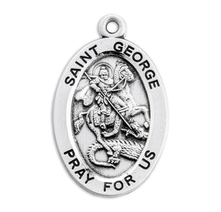 Sterling Silver Oval Shaped St. George Medal