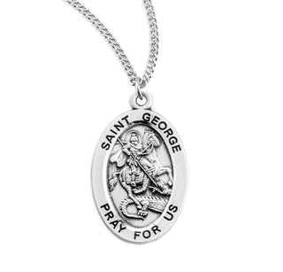 Sterling Silver Oval Shaped Saint George Medal