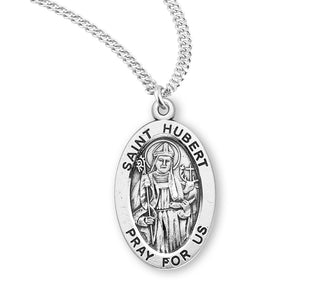 Sterling Silver Oval Shaped Saint Hubert Medal