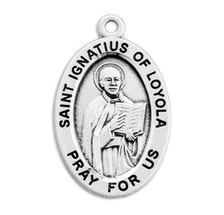 Sterling Silver Oval Shaped St. Ignatius of Loyola