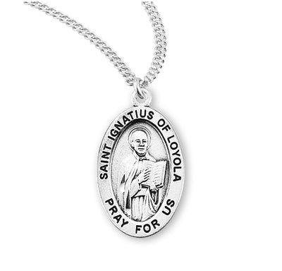 Sterling Silver Oval Shaped St. Ignatius of Loyola