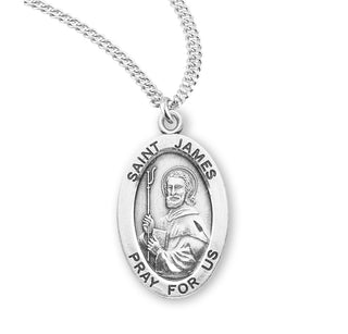 Sterling Silver Oval Shaped Saint James Medal