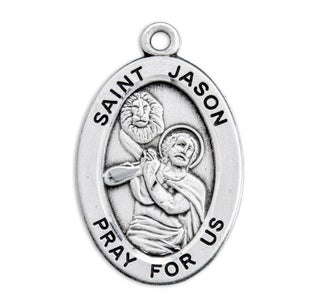 Sterling Silver Oval St. Jason Medal